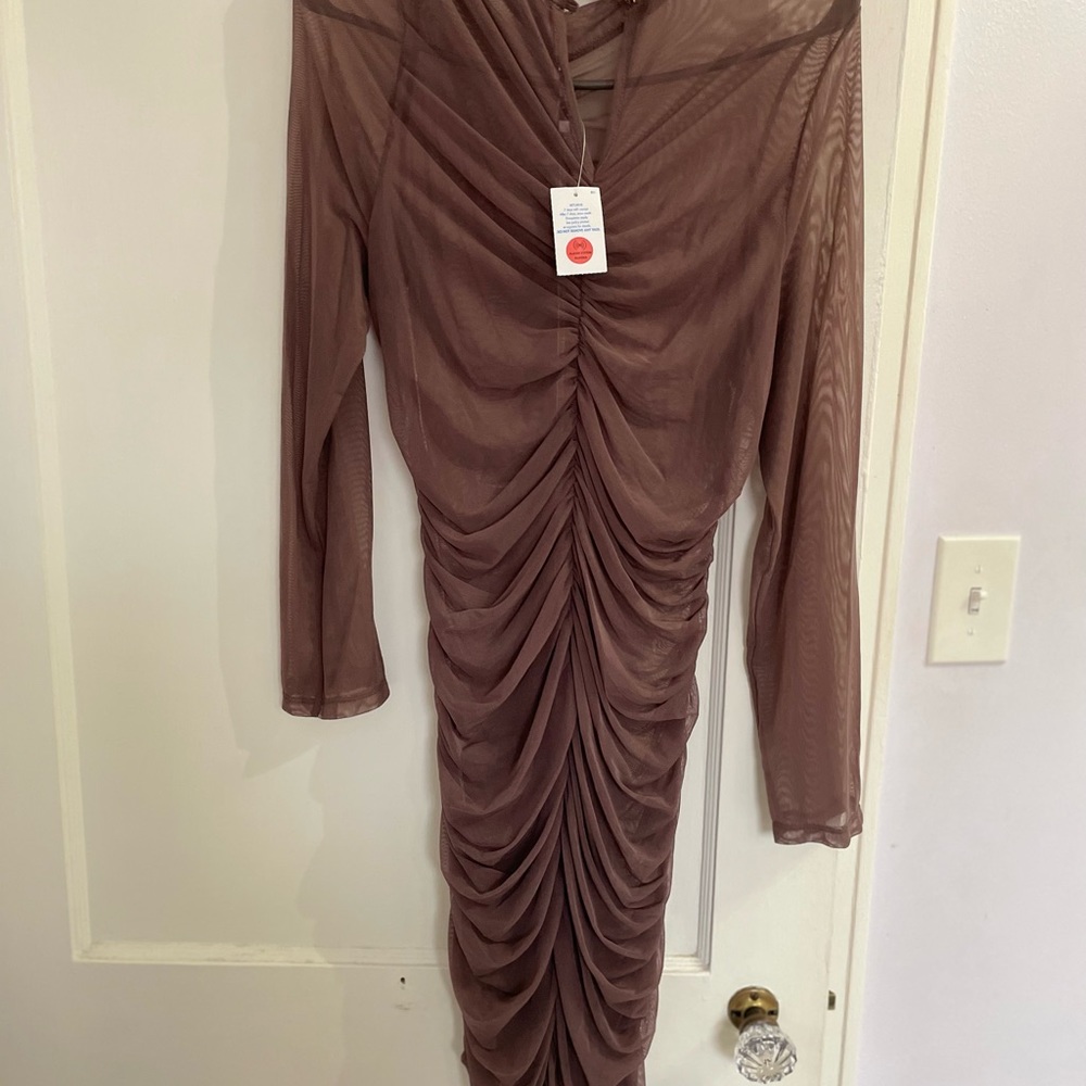 Sheer dress size 1x fashion nova brown